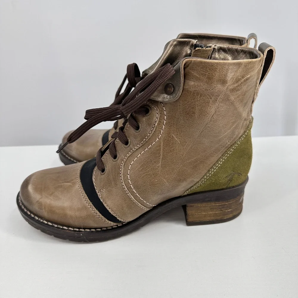 Dromedaris Karissa Ankle Boots EU 38 Brushed Scrunched Leather Combat Style